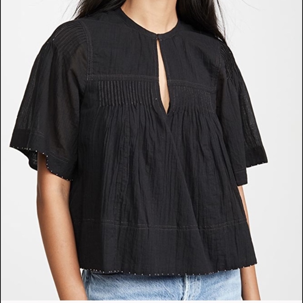 Joie Black Serapia Mexican Peasant Blouse Top NWOT